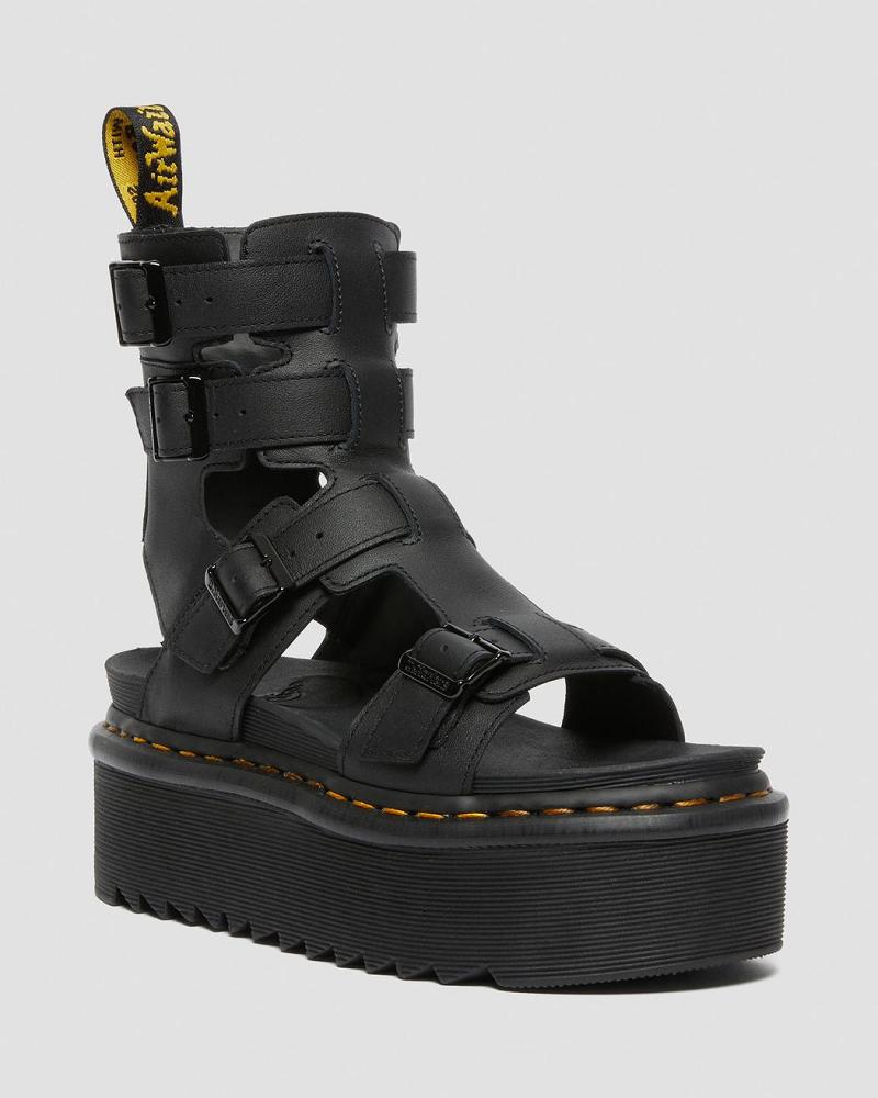 Dr Martens Giavanna Lær Platform Gladiatorsandaler Dame Svarte | Norge 491HAP